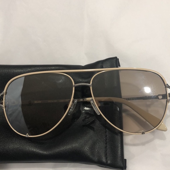 Quay Women's High Key Twist Silver Champagne Flash Aviator Sunglasses new - Picture 5 of 12